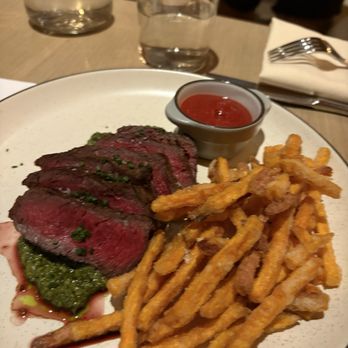 The Well - Grass-fed Texas Wagyu Steak Frites (sweet potato fries and house made ketchup) - Gluten-Free Near Me - Austin, Texas The Well - Grass-fed Texas Wagyu Steak Frites (sweet potato fries and house made ketchup) - Gluten-Free Near Me - Austin, Texas