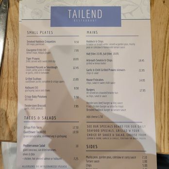 Tailend Restaurant and Fish Bar - Menu - Seafood Near Me - St Andrews, FIF Tailend Restaurant and Fish Bar - Menu - Seafood Near Me - St Andrews, FIF