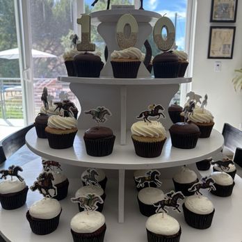 Mad Batter Cakery Co - Cupcake stand with chocolate, vanilla, carrot cake & red velvet. Celebrating our father @ 100 years old - Custom Cakes Near Me - Santa Rosa, California Mad Batter Cakery Co - Cupcake stand with chocolate, vanilla, carrot cake & red velvet. Celebrating our father @ 100 years old - Custom Cakes Near Me - Santa Rosa, California