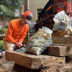 The Lawn Squad - Rock Stair Treads installation in progress