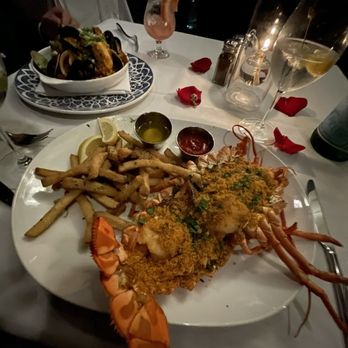 Hemenway's Restaurant - Fisherman special Lobster & paella in the background - Seafood Near Me - Providence, Rhode Island