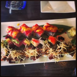 MoCA Asian Bistro - Hewlett - Gyu-Filet Mignon Roll. Rainbow Roll and Crab with Strawberry Roll.