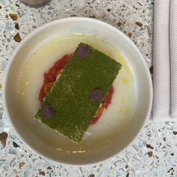 Copra - Bayleaf Semifreddo with Kumquats, sugarcane syrup - Indian Near Me - San Francisco, California Copra - Bayleaf Semifreddo with Kumquats, sugarcane syrup - Indian Near Me - San Francisco, California