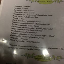Restaurante  La Parra - Trozo de carta
