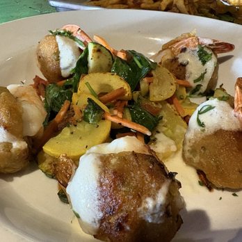 The Rackhouse - Absolutely delicious - Baked Stuffed Shrimp! Veggies were a bit mushy though - American Near Me - The Colony, Texas The Rackhouse - Absolutely delicious - Baked Stuffed Shrimp! Veggies were a bit mushy though - American Near Me - The Colony, Texas