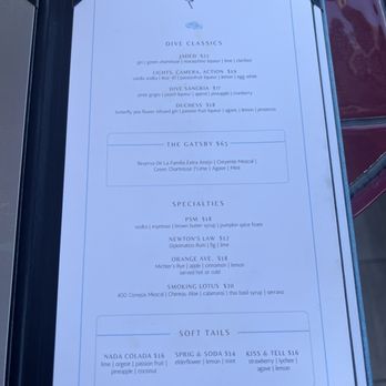 Dive - Cocktail Menu - Cocktail Bars Near Me - Coronado, California Dive - Cocktail Menu - Cocktail Bars Near Me - Coronado, California