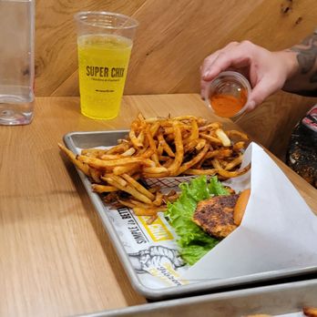 Super Chix - Blackened Chicken Sandwich with a drink and fries  03/2026 - Chicken Shop Near Me - Alcoa, Tennessee