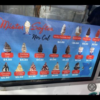 Mister Softee NorCal - Menu from nov '24 - Ice Cream & Frozen Yogurt Near Me
