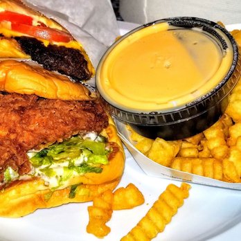 Shake Shack - Chicken sandwich and cheese burgers and French fries with cheese sauce - Burgers Near Me - Jamaica, New York Shake Shack - Chicken sandwich and cheese burgers and French fries with cheese sauce - Burgers Near Me - Jamaica, New York