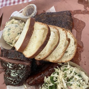 Goldee’s BBQ - Fresh baked bread, lemon kale slaw, potato salad, chipotle sausage, pork belly, brisket, turkey - Barbeque Near Me - Fort Worth, Texas