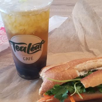 TeaLeaf - Green tea and bang mi tofu sandwiche - Bubble Tea Near Me - Gilroy, California TeaLeaf - Green tea and bang mi tofu sandwiche - Bubble Tea Near Me - Gilroy, California