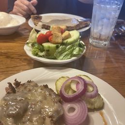 Burger no bun he had the one lb chicken fried steak Burger no bun he had the one lb chicken fried steak