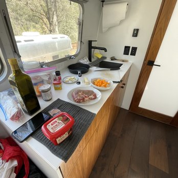 AutoCamp Yosemite - Kitchen inside airstream - Hotels Near Me - Midpines, California AutoCamp Yosemite - Kitchen inside airstream - Hotels Near Me - Midpines, California