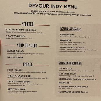 Harry & Izzy's - Devour menu - Steakhouses Near Me - Indianapolis, Indiana
