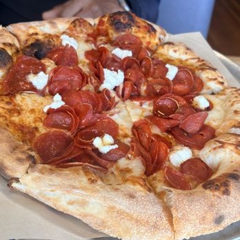 Putah Creek Cafe - PCC Pizza (Pepperoni, Ricotta, and drizzled honey) YUM - Breakfast & Brunch Near Me - Winters, California