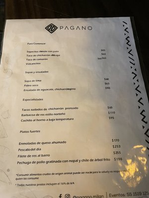 Menu photo 1 Pagano Ciudad de México, DIF Menu photo 1 Pagano Ciudad de México, DIF