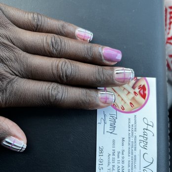 Happy Nail Spa - Nail dip with gel design - Nail Salons Near Me - Arcola, Texas