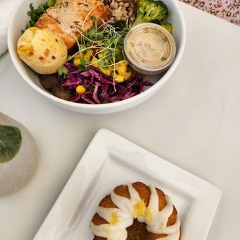 Aubergine Kitchen - Peanut Tofu with salmon - Breakfast & Brunch Near Me - Mesa, Arizona