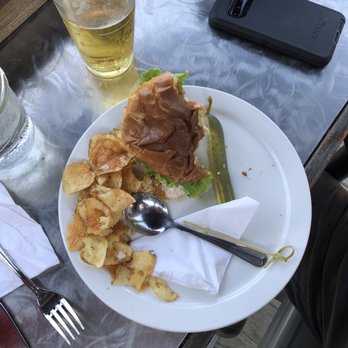 Side Street Cafe - Haddock sandwich with chips and side of chowder! - American Near Me - Bar Harbor, Maine Side Street Cafe - Haddock sandwich with chips and side of chowder! - American Near Me - Bar Harbor, Maine