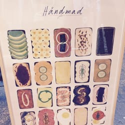 Lokomotivværkstedet - Se hvad jeg har købt! En plakat med håndmadder.