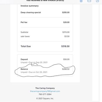 The Caring Company - My original invoice - Home Cleaning Near Me - Ridgecrest, California