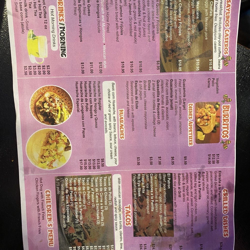 El Huarache - Menu page 1 - Mexican Near Me - Queens, New York