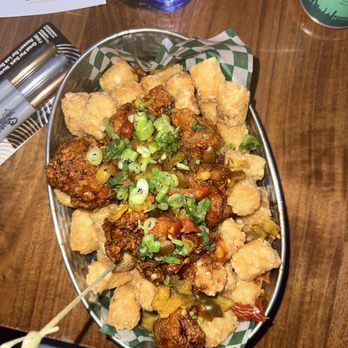 Recess - Chicken & Waffle Fries - waffle fries were subbed with tator tots - American Near Me - Chicago, Illinois