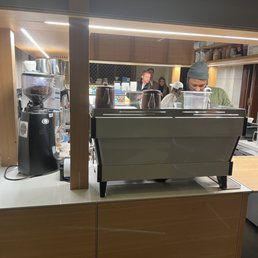 Baristas hard at work making our order!