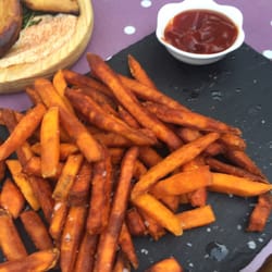 Jolly Coopers - Sweet potato fries ( presentation after a few nibbles!)