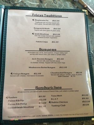 Menu photo 8 Foley's Irish Pub Bandon, OR Menu photo 8 Foley's Irish Pub Bandon, OR