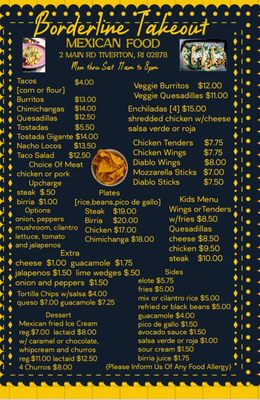 Menu photo 3 Borderline Takeout Tiverton, RI