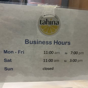 Tahina - 1/10/23 Business hours - Mediterranean Near Me - Alameda, California