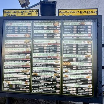 Garcia JoJo's - Drive Thru Main Menu - Mexican Near Me - Modesto, California
