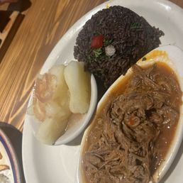 Ropa Vieja with boiled yuca and Moros Ropa Vieja with boiled yuca and Moros