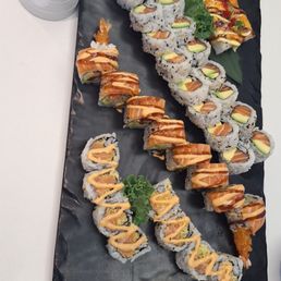 Me and my friends ordered sushi and boba Me and my friends ordered sushi and boba