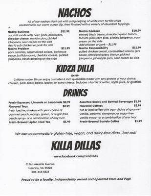 Menu photo 2 Killa Dillas Henrico, VA