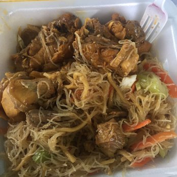 Maymar Norfolk - Chicken Adobo (after a few bites) and pancit. $6 something - Filipino Near Me - Norfolk, Virginia