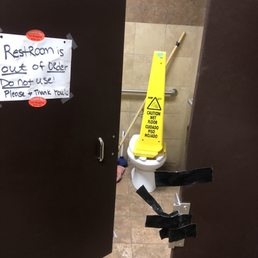 Larger stall in women's restroom like this for at least a week