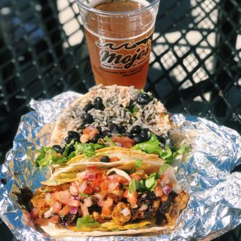 Mojo's Tacos - mango kombucha, tempeh taco & rice and beans taco - Mexican Near Me - Saint Augustine, Florida Mojo's Tacos - mango kombucha, tempeh taco & rice and beans taco - Mexican Near Me - Saint Augustine, Florida