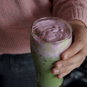 House Brew - King cake matcha special with ube cold foam - Coffee & Tea Near Me - Baton Rouge, Louisiana