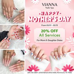 ' 
 It's Mother-Daughter bonding time! 
Get 20% OFF ALL SERVICES for Mom & Daughter Dates at Vianna Nails
