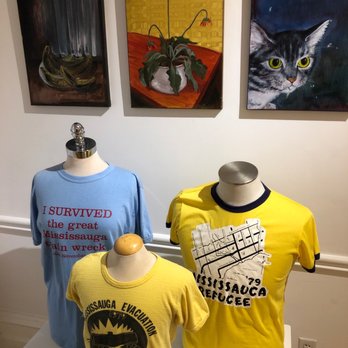 Bradley Museum - T-shirts from November 11th 1979 of the Mississauga train derailment disaster. - Museums Near Me - Mississauga, Ontario Bradley Museum - T-shirts from November 11th 1979 of the Mississauga train derailment disaster. - Museums Near Me - Mississauga, Ontario