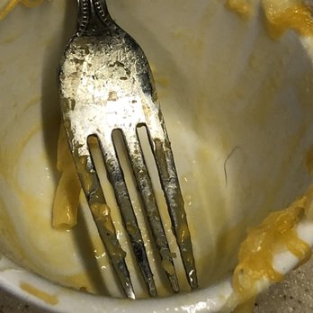 Garage Grill - Hair stuck in bottom of bowl. Found as I was putting Mac and cheese in box. - New American Near Me - Draper, Utah
