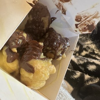 Cafe Neo - Nutella with banana sauce Greek donuts - Donuts Near Me - Cambridge City, Indiana