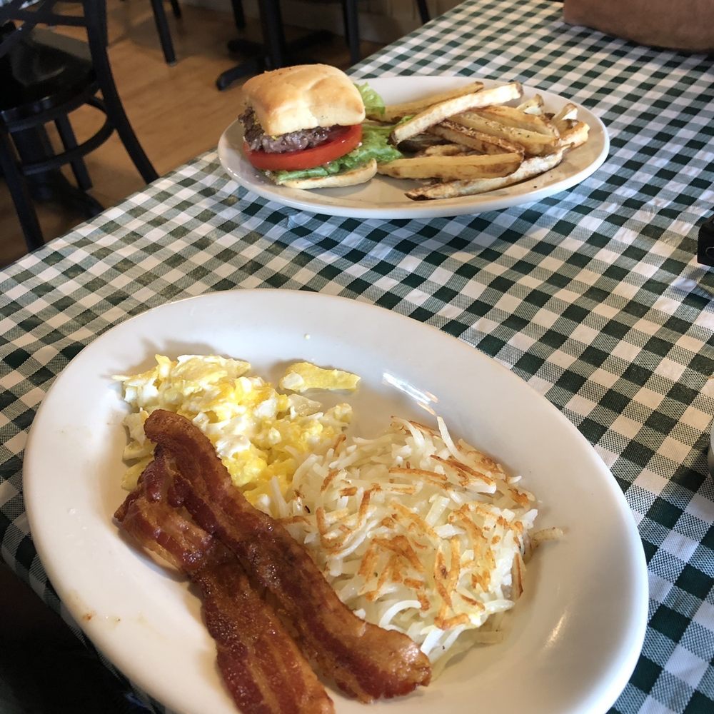 Mountain Grill - 2-egg breakfast and 4 oz. hamburger with fries. - Bakeries Near Me - Clayton, Georgia Mountain Grill - 2-egg breakfast and 4 oz. hamburger with fries. - Bakeries Near Me - Clayton, Georgia
