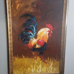Wired Rooster - One of the many pictures or paintings of chickens in this place.