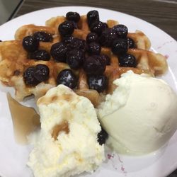 German Bakehouse - Waffle with Blueberries & ice-cream.