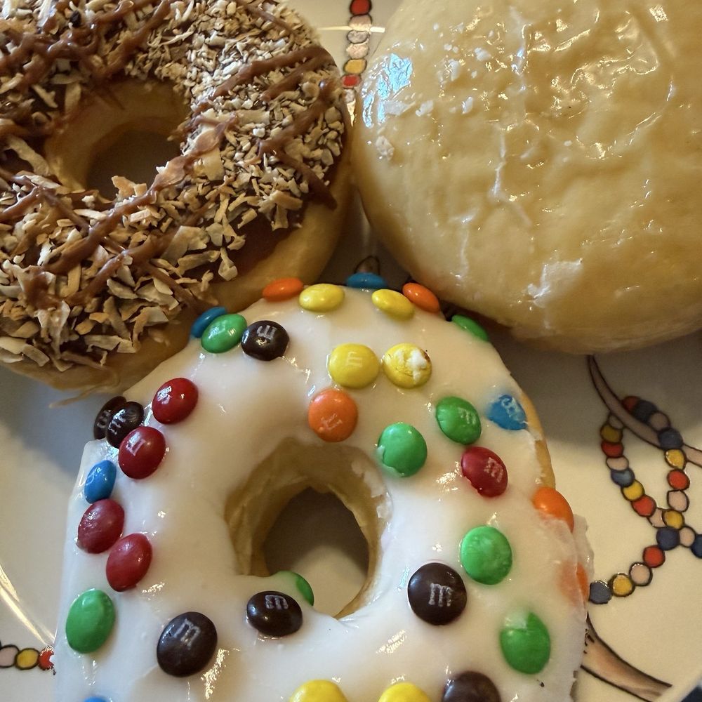 Nicola's Donut Shop - Samoa, guava-filled and frosted M&M donuts. - Donuts Near Me - Tampa, Florida