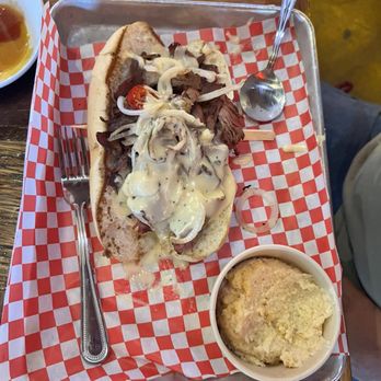 Bobby Jacks BBQ - Philly cheesesteak with cheese grits - Coffee & Tea Near Me - Sevierville, Tennessee