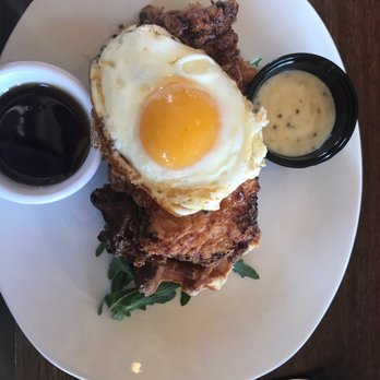 Oliver's Astoria - The most perfectly presented chicken and waffles brunch plate - New American Near Me - Astoria, New York Oliver's Astoria - The most perfectly presented chicken and waffles brunch plate - New American Near Me - Astoria, New York